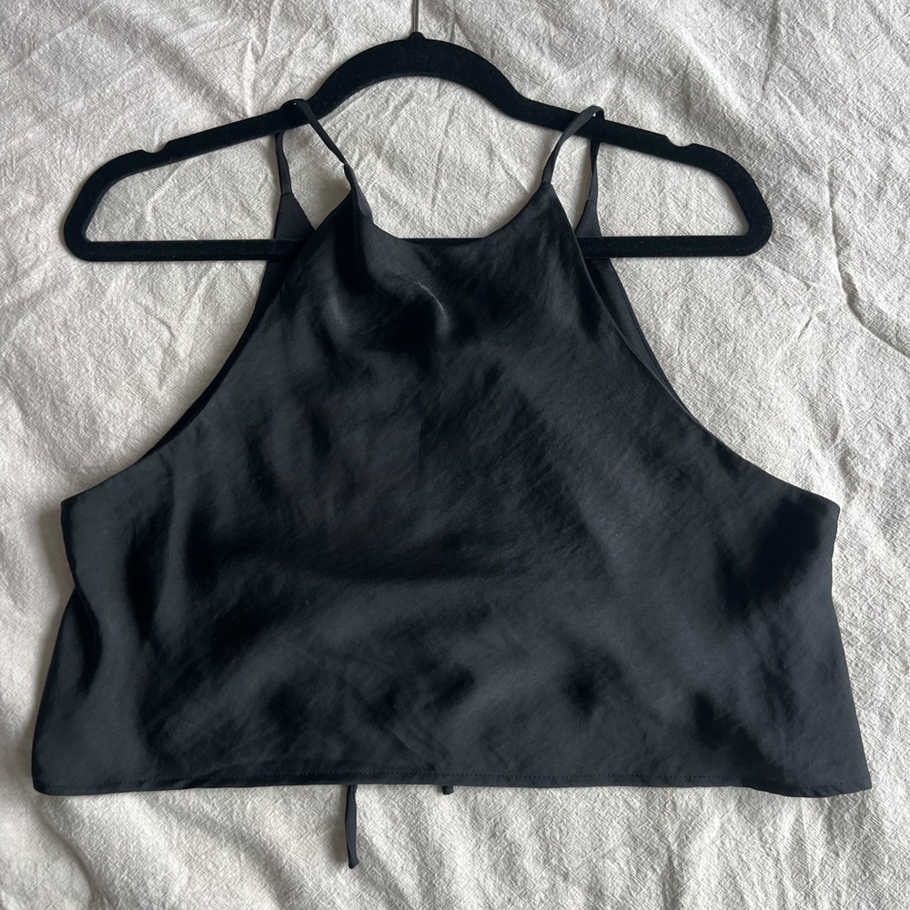 Free People Black Satin Crop Top - Reversible